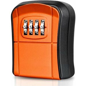 Cyslmuk - Orange Secure Key Box Wall Mounted Mini Outdoor Key Safe Box with 4 Digit Digital Code Resettable Waterproof Key Box for Home School Office
