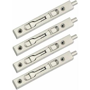 Mumu - Pack (2 Pairs) Flush Sliding Door Catches, Hidden Safety Lever, Stainless Steel Sliding Door Catch - (Length 15cm)
