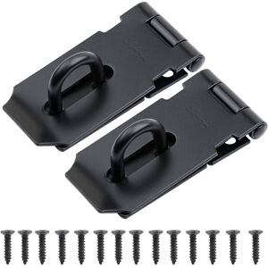 ZVD - Pack 3 Inch Stainless Steel Padlock, Heavy Duty Hasp and Staple with Screws, Shed Door Catch, Gate Latch, Staple Padlock, Black