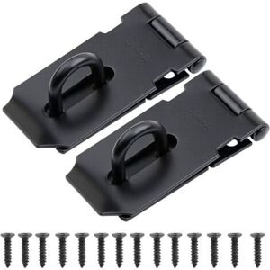 Gotrays - Pack 3' Stainless Steel Padlock, Heavy Duty Hasp and Staple with Screws, Shed Door Hasp, Gate Lock, Staple Padlock, Black