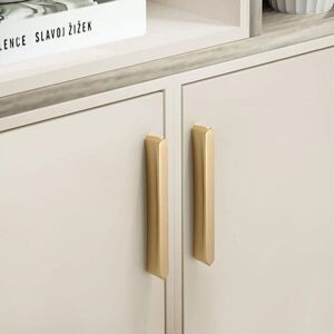CYSLMUK 2 Pack 3.78'' (96mm) Hole Centers Kitchen Drawer Pull Handle Door Knob Modern Zinc Alloy Handle Gold Brushed Brass Hardware for Bathroom Cabinet