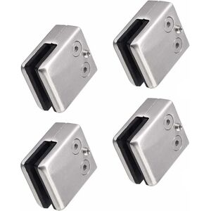YMYNY Pack of 10-12 mm square 304 stainless steel glass clamps - square glass holder - adjustable flat glass holder for stair banister - polished handrail
