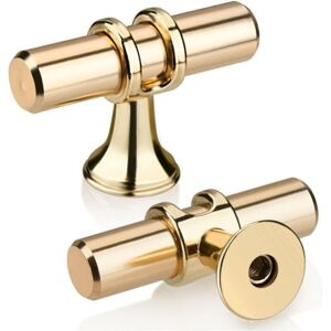 CYSLMUK Pack of 10 Gold t Knob Drawer Pull, Modern Elegant Gold Kitchen Cabinet Handle Zinc Alloy Single Hole Cabinet Door Handle for Kitchen, Bathroom,