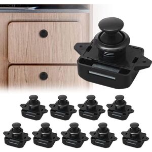 Cyslmuk - Pack of 10 Keyless Push Button Cabinet Locks for Caravans and Vans - Black