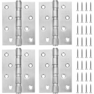 Mumu - Pack of 4 4' stainless steel door hinges with 2.5mm thick screws