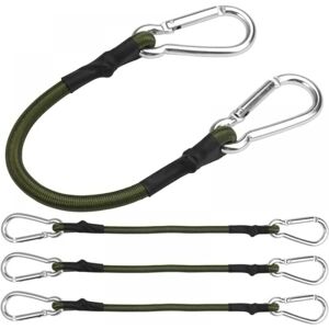 YMYNY Pack of 4 tie-down straps with carabiner, 30 cm tie-down strap with carabiner, luggage tie-down strap, robust elastic straps with hooks for camping,