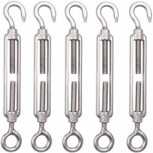 CYSLMUK Pack of 5 ,M6 Stainless Steel Cable Tensioner 6mm Fence Tensioner Hook Tensioner 304 Stainless Steel Adjustable Wire Mesh Tensioner for Rope Cable