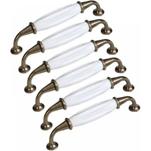 CYSLMUK Pack of 6 Ceramic Door Knobs Furniture Handle Drawer Pulls, Porcelain Kitchen Cabinet Door Handle 128mm