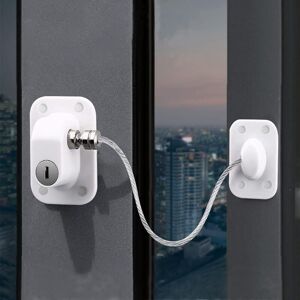Linghhang - 2 Pack Self Adhesive Baby Safety Window Locks, No Drilling Required, Child Safety Cable Locks with Key