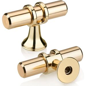 LINGHHANG Pack of 10 Gold t Knob Drawer Pull, Modern Elegant Gold Kitchen Cabinet Handle Zinc Alloy Single Hole Cabinet Door Handle for Kitchen, Bathroom,