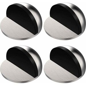 Linghhang - 4 Pcs Silver Door Stops, Adhesive Door Stop, Stainless Steel Door Stops with Stickers, No Drilling, for Home and Office