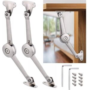 Cyslmuk - 2pcs Soft Close Lid Support Hinge with Screws and Allen Key, Satin Nickel, Load Capacity 18kg, Lid Support Hinge for Cabinet, Lifting Aid