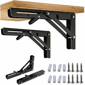 ZVD - Piece Folding Bracket, 250/300mm Folding Bracket Wall Shelf, Heavy Duty Folding Bracket Black Foldable Console Bracket for Table Wall Shelf