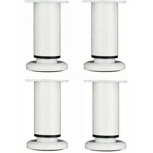 Linghhang - 4 Pieces Adjustable Furniture Legs 12cm White Round Metal Table Leg for Sofa Cabinet Bed with Screws