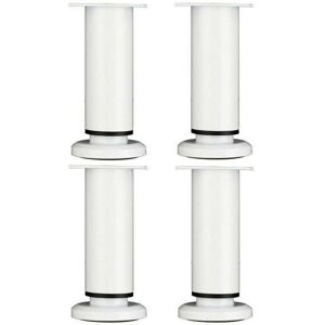 LINGHHANG 4 Pieces Adjustable Furniture Legs 18cm White Round Metal Table Leg for Sofa Cabinet Bed with Screws