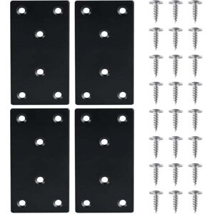 ZVD Pieces Stainless Steel Mending Plates Perforated Plates with Screws Metal Bracket, 48971.8mm Black Steel Plate, for Repairing Furniture Connection