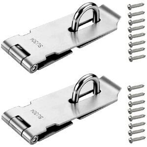 Linghhang - 2 Pieces 4 Inch Padlock Hasp - Silver Stainless Steel Door Lock Padlock with Screws for Furniture Cabinet Drawer