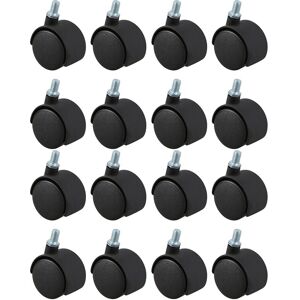 TLILY Plastic Swivel Caster 8mm Threaded Stem Wheel Diameter 1.5 Inch 16 Pcs Black