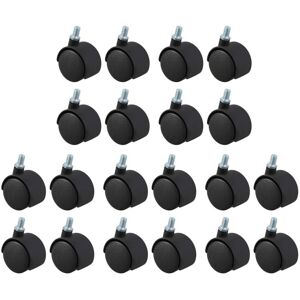 Tlily - Plastic Swivel Caster 8mm Threaded Stem Wheel Diameter 1.5 Inch 20 Pcs Black