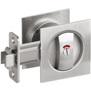 TLILY Pocket Door Lock with Indicator Light, Silver Privacy Square Latch, Barn Hardware