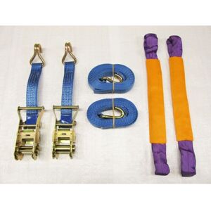 Securefix Direct - Recovery Ratchet Strap Set x2 (35MM x 4M Round Sling Alloy Wheel Tie Down Trailer Kit)