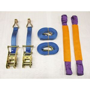 Securefix Direct - Recovery Ratchet Strap Set x2 (35MM x 6M Round Sling Alloy Wheel Tie Down Trailer Kit)