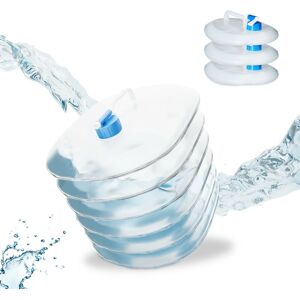 Relaxdays - Foldable Water Container Set of 4, Oval, Handle, with Spigot, 15L, Camping Drinking Water, Food-Safe