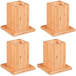 Relaxdays Furniture Riser Set Of 4, Height 14 cm,Table, Chair, Bed, Elephant Feet, 15.5x14.5x14.5 cm, Natural