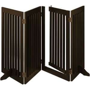 Relaxdays - Retractable Safety Gate with Door and Feet, Children & Pets, Free-Standing Barrier, HxW: 92x207 cm, Dark Brown
