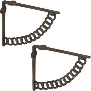 Relaxdays - Shelf Brackets, Set of 4, Cast Iron, Supports, for Wall-Mounted Shelves, Chain Design, 18.5 x 4 x 22 cm, Brown