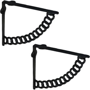 Relaxdays - Shelf Brackets, Set of 4, Cast Iron, Supports, for Wall-Mounted Shelves, Chain Design, 18.5 x 4 x 22 cm, Black