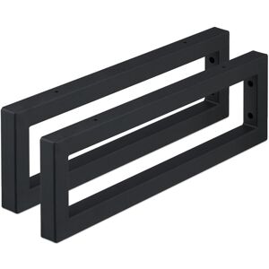 Relaxdays - Wall Shelf Brackets, Set of 2, 50 cm, Steel, Supports for Washbasin & Shelving, Rectangular Design, Black