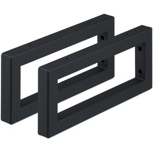 Relaxdays - Wall Shelf Brackets, Set of 2, 35 cm, Steel, Supports for Washbasin & Shelving, Rectangular Design, Black
