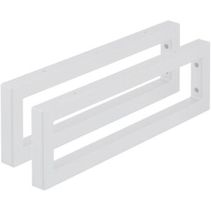 Relaxdays - Wall Shelf Brackets, Set of 2, 50 cm, Steel, Supports for Washbasin & Shelving, Rectangular Design, White