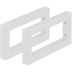 Relaxdays - Wall Shelf Brackets, Set of 2, 30 cm, Steel, Supports for Washbasin & Shelving, Rectangular Design, White