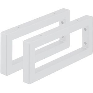 Relaxdays - Wall Shelf Brackets, Set of 2, 35 cm, Steel, Supports for Washbasin & Shelving, Rectangular Design, White