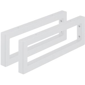 Relaxdays - Wall Shelf Brackets, Set of 2, 45 cm, Steel, Supports for Washbasin & Shelving, Rectangular Design, White