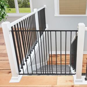 Safetots - Top of The Stairs Screw Fitted Stair Gate, Black Metal, 62.5cm - 106.8cm, Metal Baby Gate, Safety Barrier