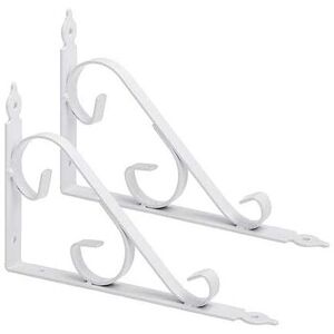 ZVD - Set of 2 Black Metal Corner Shelf Brackets 250 x 164mm, White