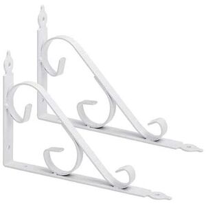 ZVD - Set of 2 Black Metal Corner Shelf Brackets 250 x 164mm, White