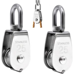 LINGHHANG Set of 2 Lifting Pulley, 304 Stainless Steel Single Pulley M25 Single Pulley Load 150kg