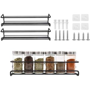 ZVD - Set of 2 Spice Racks Kitchen Organizer Punch Free Metal Spice Rack for Walls and Kitchen Cabinets Black,Black 11.5' x 2.5' x 2.5'