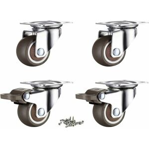 Dewdat - Set of 4 38mm Furniture Swivel Caster Wheels with Screw Brakes Rubber Caster Wheels for Pallet Furniture (38mm)