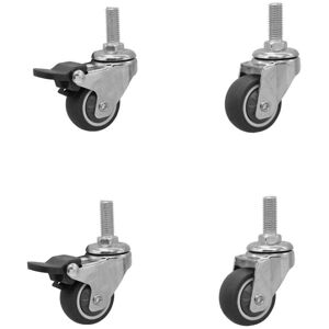 Ymyny - Set of 4 Anti-slip Casters with Bolt, Diameter 50mm, Steel and Plastic, Grey Plastic mumu
