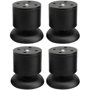 LINGHHANG Set of 4 Black Furniture Legs - 6cm Adjustable Stainless Steel Table Legs with Rubber Mat and Screws