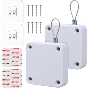 Linghhang - 2pcs Automatic Door Closer, Automatic Door Closer with Sensor, with Punch-Free Cord, 1200g Pull Force, Door Closer Fits Most Doors