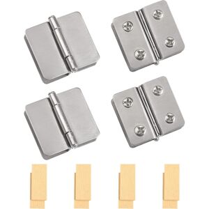 Longziming - Set of 4 Stainless Steel Double Sided Adjustable Clamps for Bathroom Cupboard Shower Glass Door Cabinet Cabinet Furniture 5-6mm Double