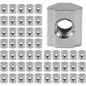 MEMKEY Set of 50pcs Sliding T-Nuts, European Standard, Nickel Plated Surface Carbon Steel for Aluminum Profiles (EU30-M5)