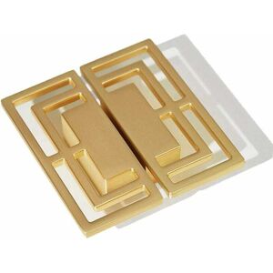 LINGHHANG Set of 6 Brushed Gold Drawer Handles, Elegant Gold Brass Handles Hole Spacing 32mm