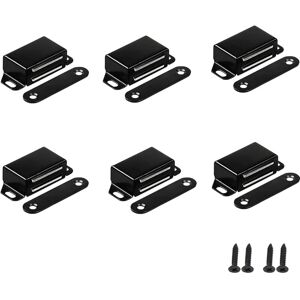 ZVD - Pack of 6 Black Stainless Steel Cabinet Magnets - Heavy Duty - Includes Mounting Screws